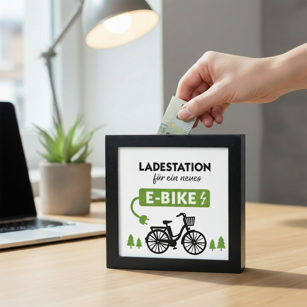 Fahrradliebe Spardose Ladestation für E-Bike schwarz 17cm