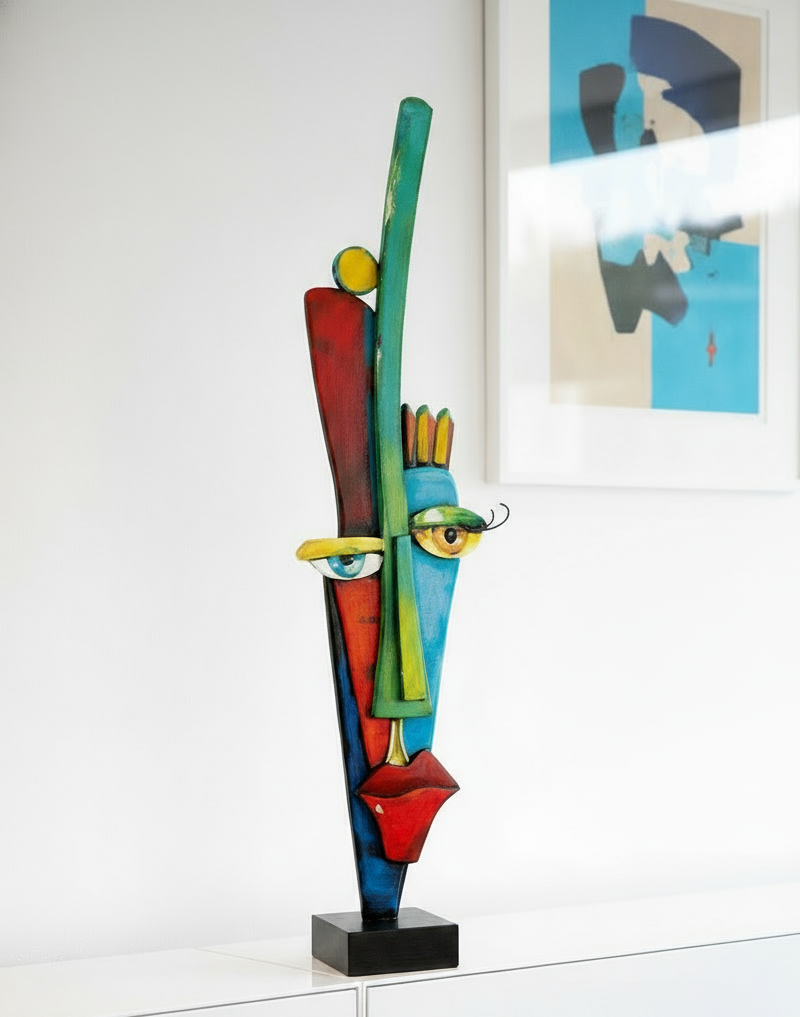 Abstrakte Schönheit Handgefertigte Metallskulptur Alta Fronte mit Bunter Gestaltung
