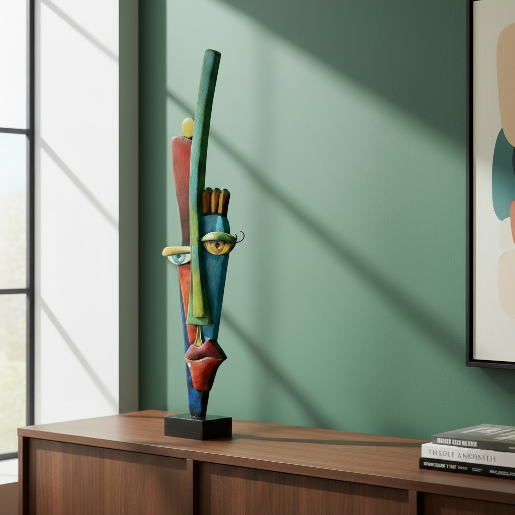 Abstrakte Schönheit Handgefertigte Metallskulptur Alta Fronte mit Bunter Gestaltung