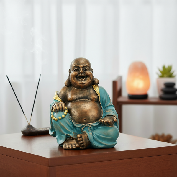 Laughing Buddha, mint green, 23cm – lucky symbol