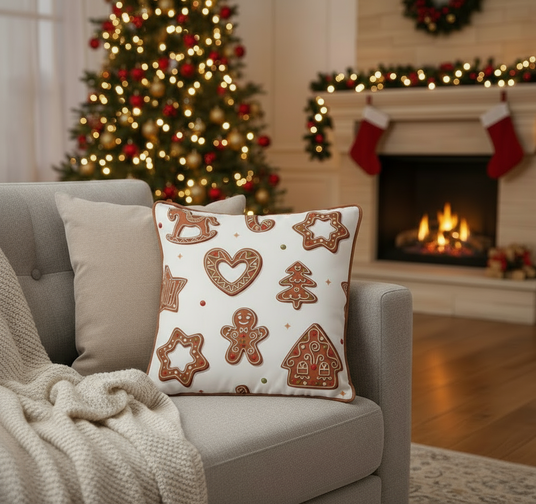 Sofakissen Ginger Lebkuchen Motiv 45x45cm Weihnachtsdeko