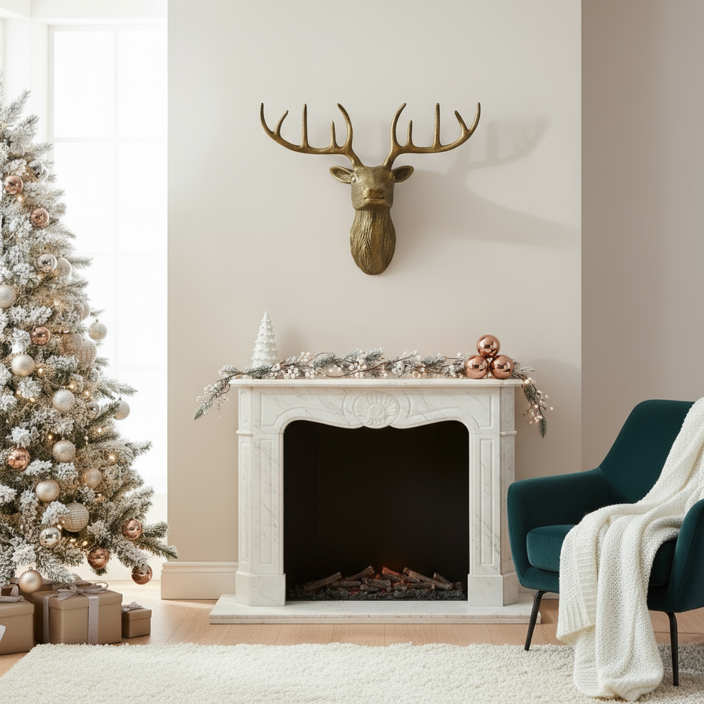 Wanddekoration Hirschkopf Arvid Antikbraun Aluminium 43cm