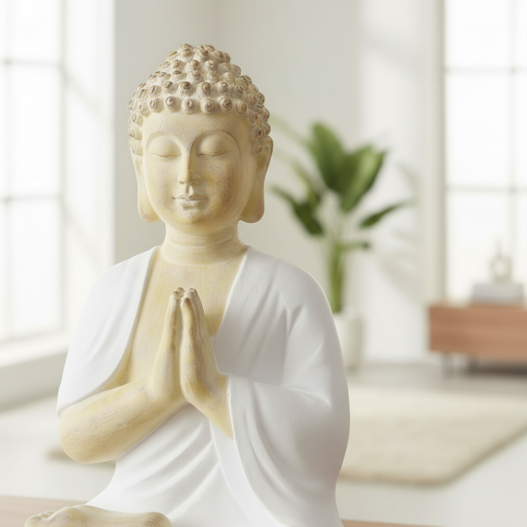 Buddha sculpture Samudra white beige 50cm resin