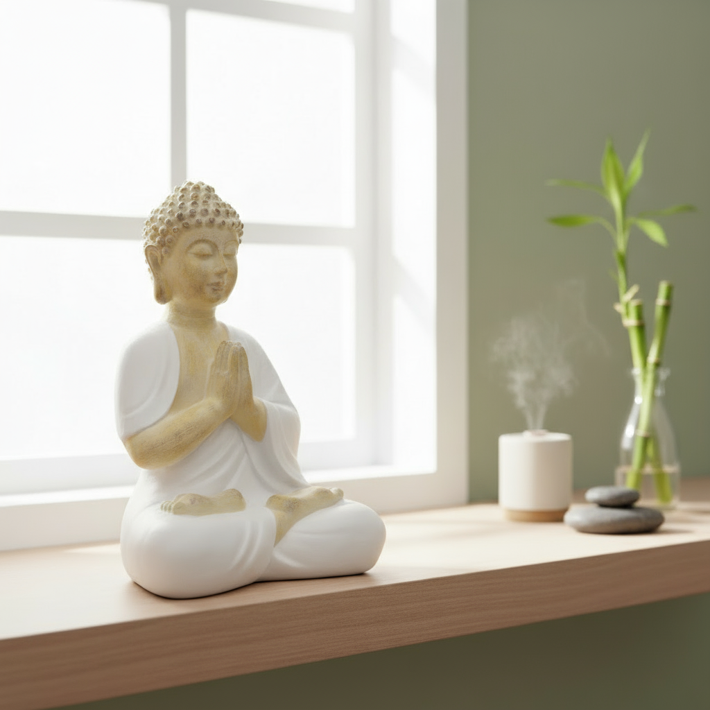 Buddha sculpture Samudra white beige 50cm resin