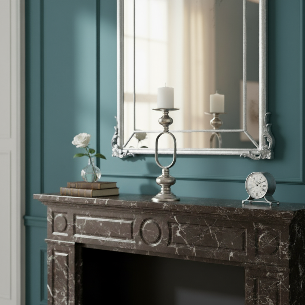 Kerzenhalter Luvian Oval Silber 55cm Aluminium Vernickelt