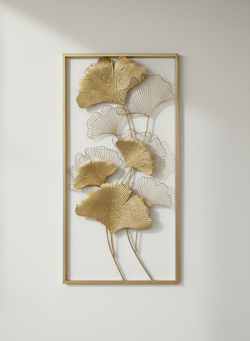 Wanddekoration Gold LeafDream Ginkgo Zweige Im Rahmen 100x50cm