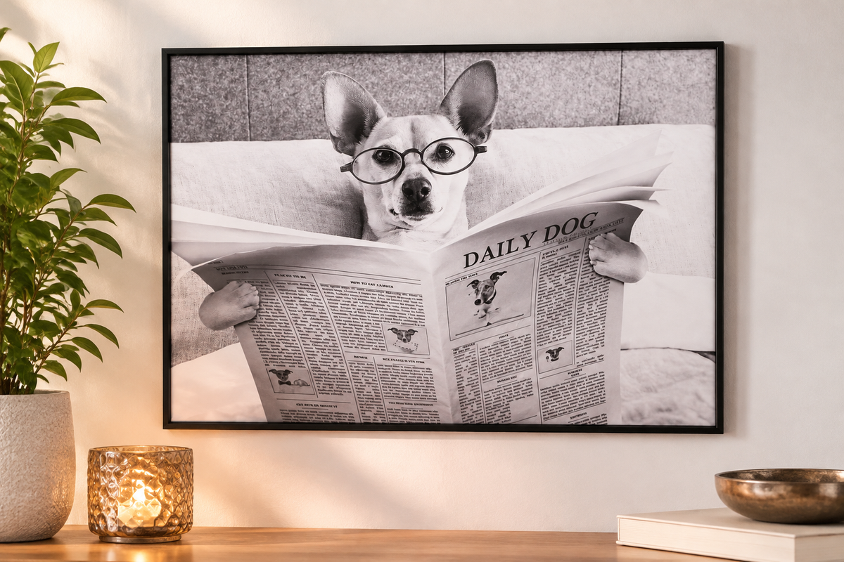 Canvas picture dog Daily Dog 70x50 cm art print with frame