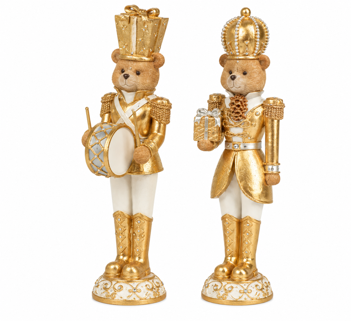 Dekofiguren Weihnachtsbären 2er Set gold 25,5 cm