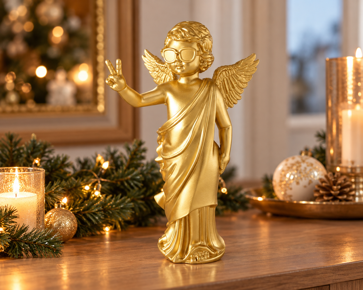 Dekofigur Engel Goldiva Gold mit Sonnenbrille 30 cm