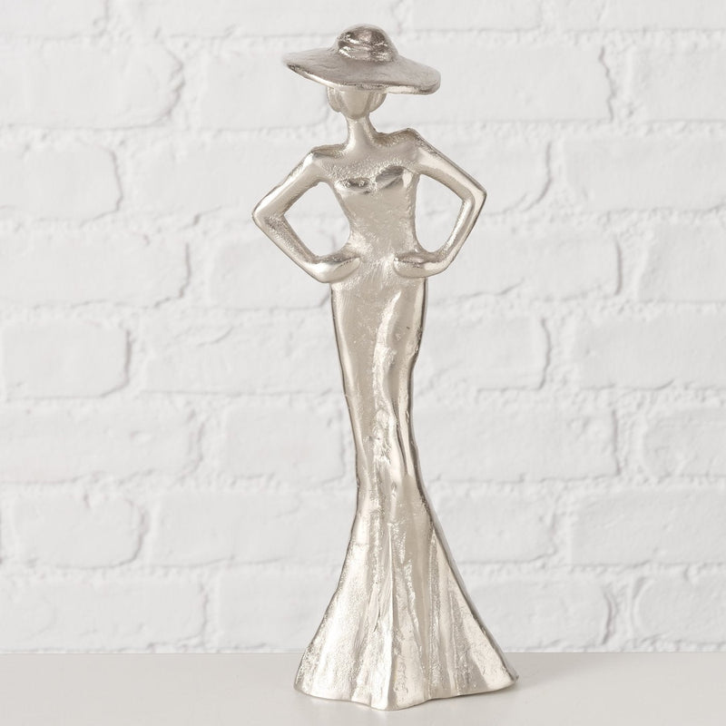Lady Elegant aluminium figuur in zilver - handgemaakte decoratie voor interieurs