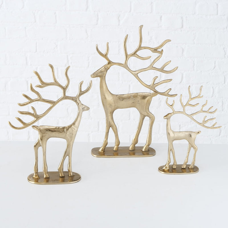 Elegant trio Trollah Golden deer figures for a noble room decoration