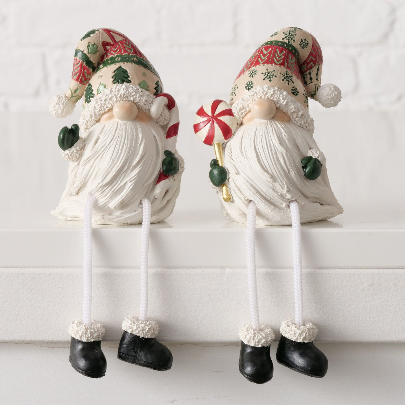 Kantenhocker Wichtel Alberto 2er Set Handarbeit Rot Weiß Weihnachtsdeko
