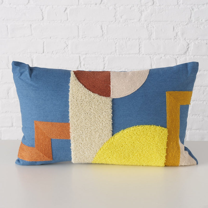 Almedin Cushion, Geometric Design, Square, Blue Yellow Light Pink