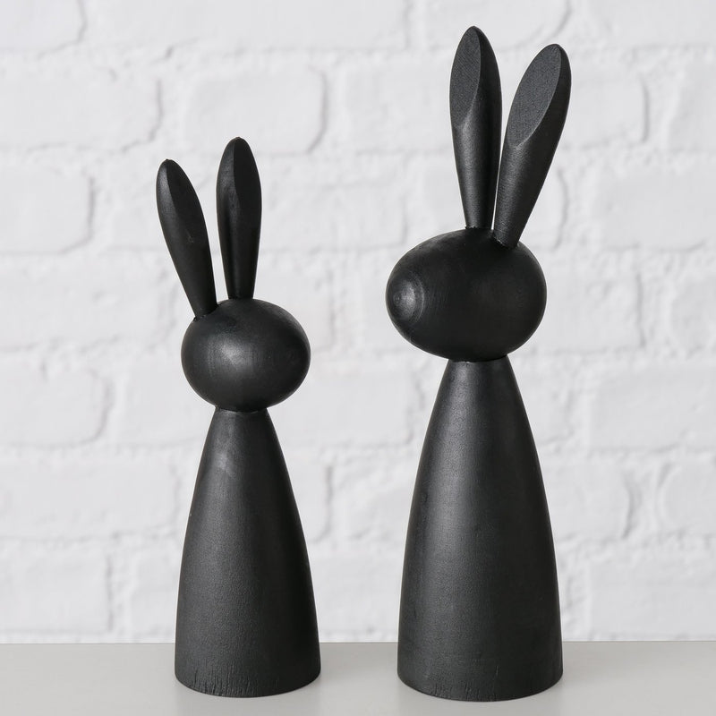 Paashaas houten figuren Lotis 2-delig. Set Zwart – Modern Design 18-22 cm