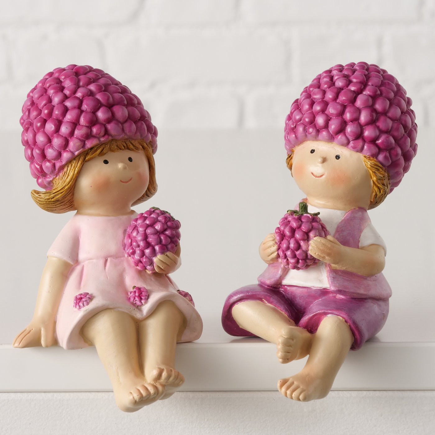 Kantenhocker Beerenfreunde Rubus – 2er Set Figuren mit Himbeermütze