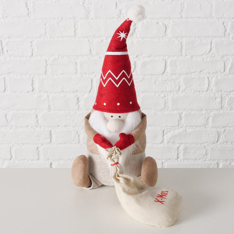 Doorstop Wichtel Fiete – Christmas decoration with red hat and X-Mas gift bag