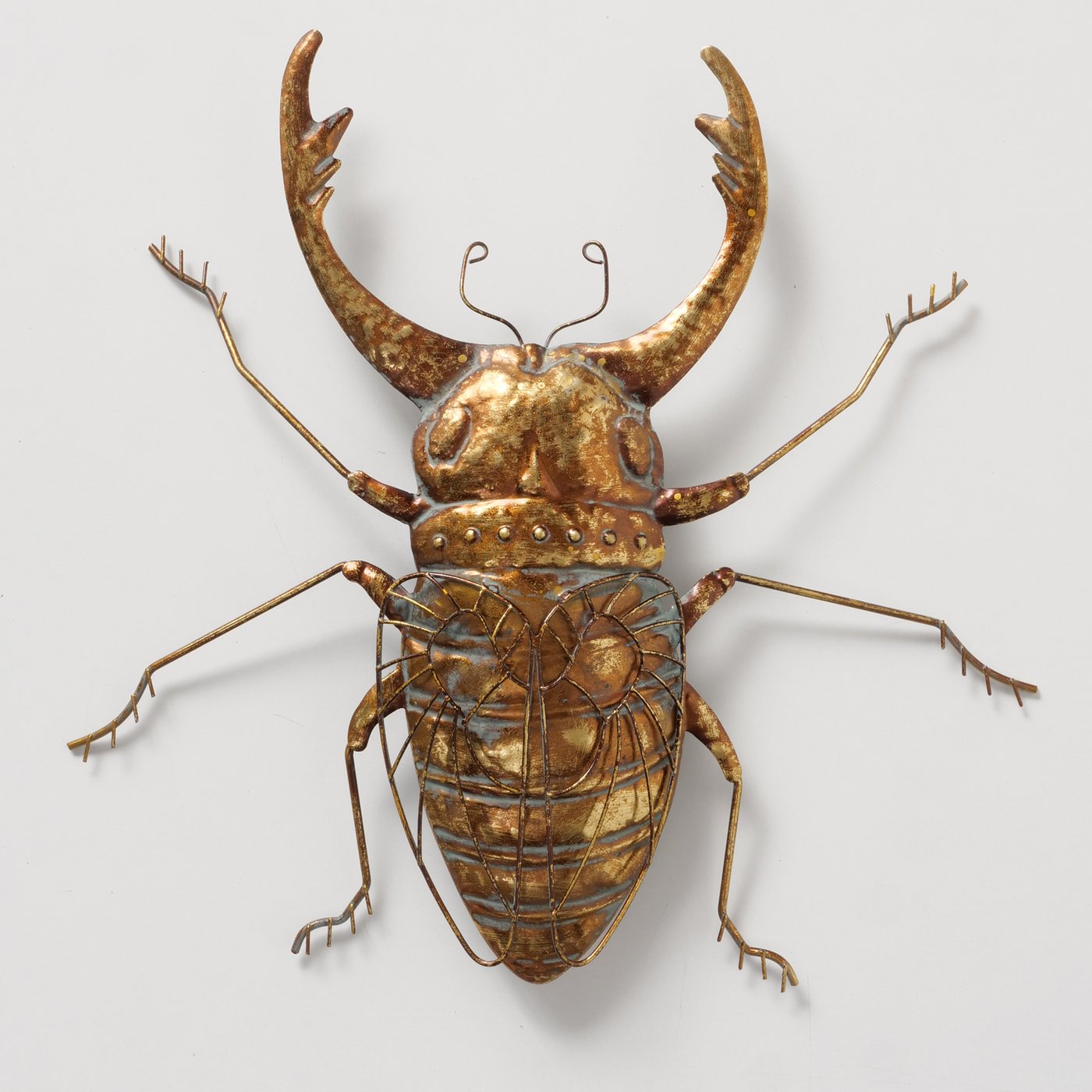 Wandobjekt Goldener Hirschkäfer Metall Deko