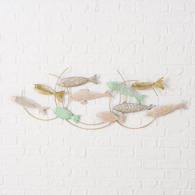 Maritime wall object Oceana Drift – Hand-painted metal fish 125 cm