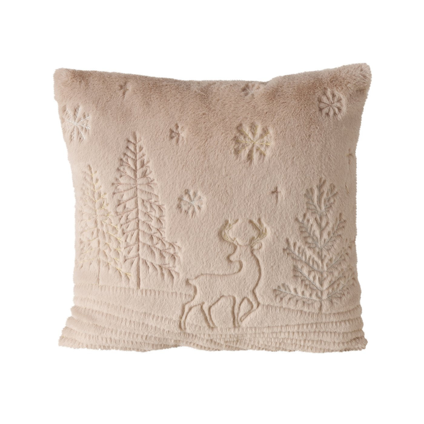 Winter decorative cushion with deer motif in brown or beige - 45x45 cm