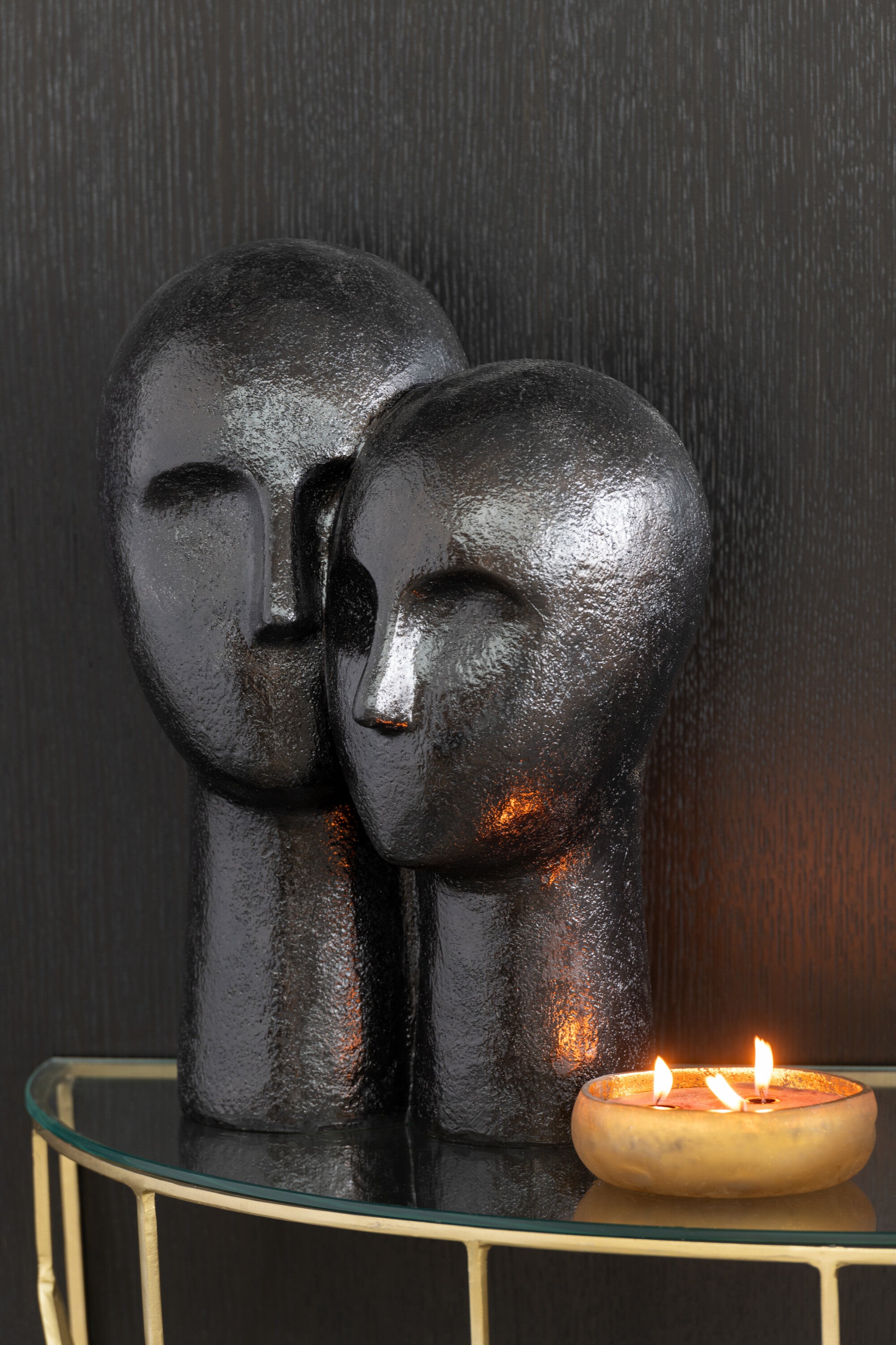 Skulptur Paar in Harmonie Schwarz Höhe 42,5cm