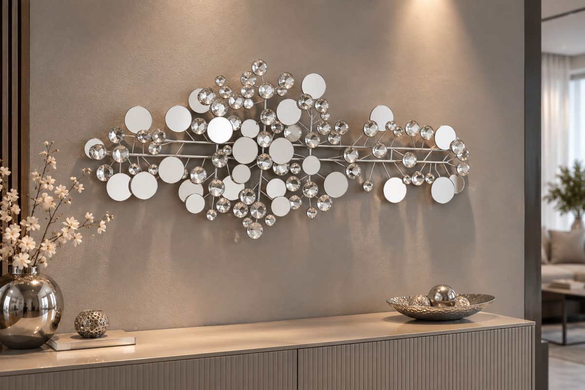 Wall art Silvaris Circle silver abstract handmade