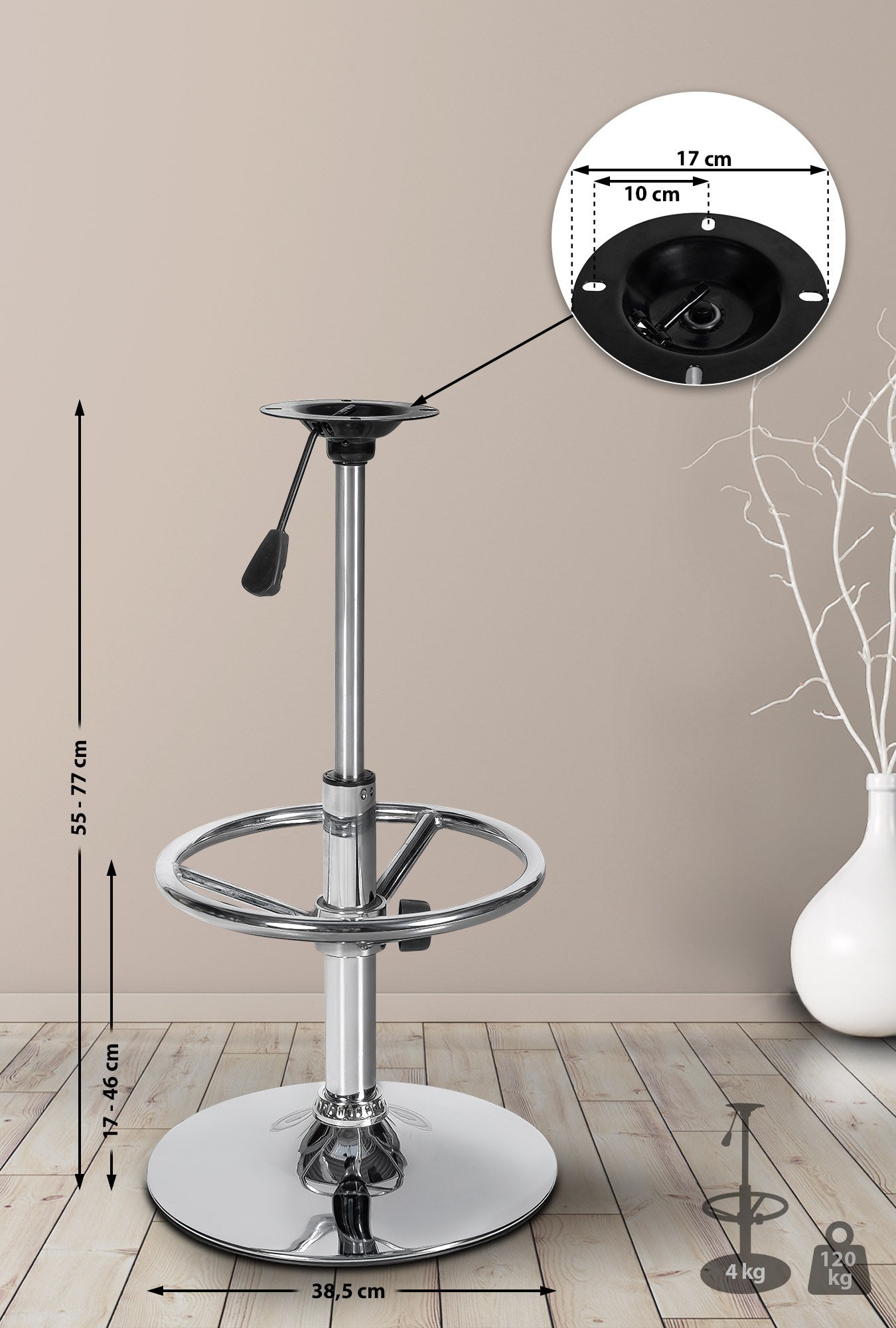 Rundes Ersatz-Gestell für Barhocker