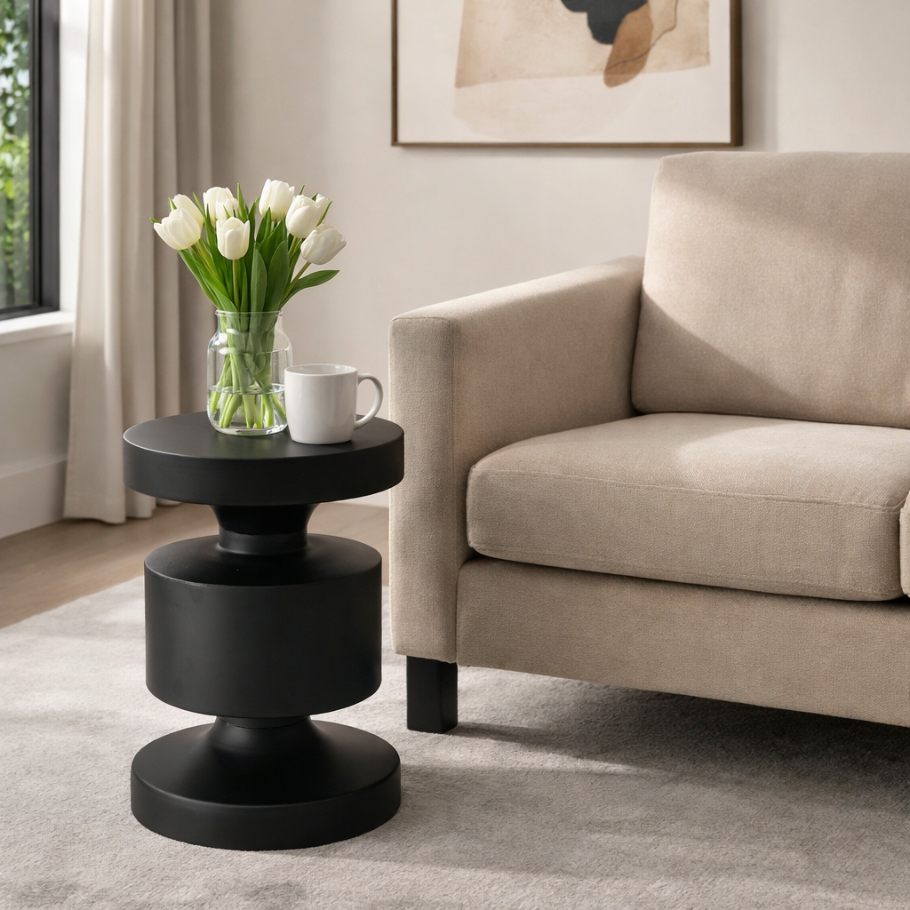 Beistelltisch Shaly aus schwarzem Metall - 40 cm