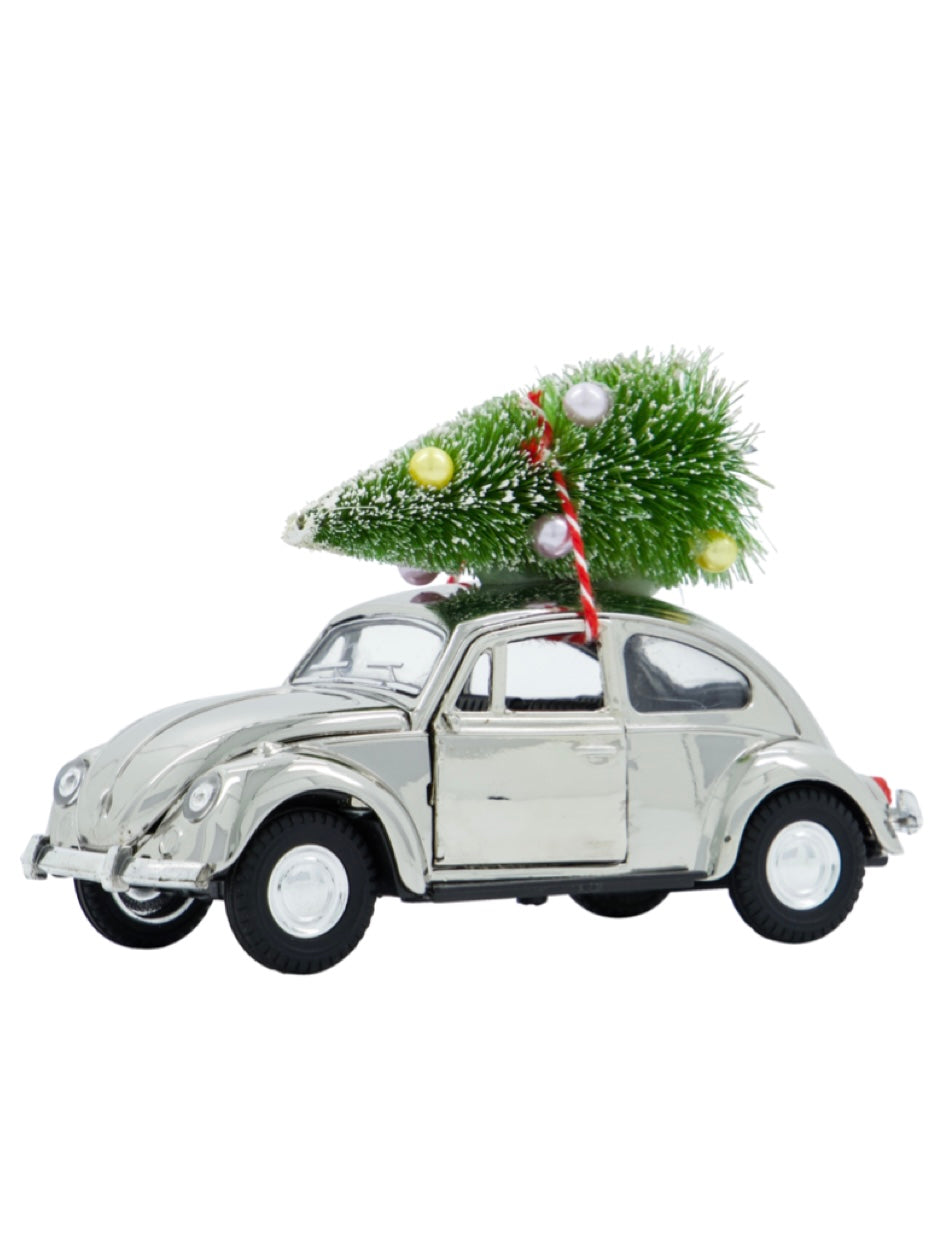 Dekoauto Xmas car silber 12,5cm