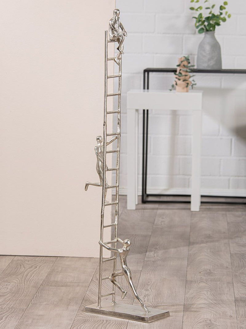 Rise Modern aluminum sculpture in silver, 114 cm
