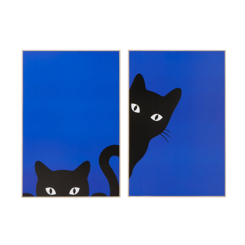 Wandbild-Set 'Nala' - Abstrakte Katzen in Blau