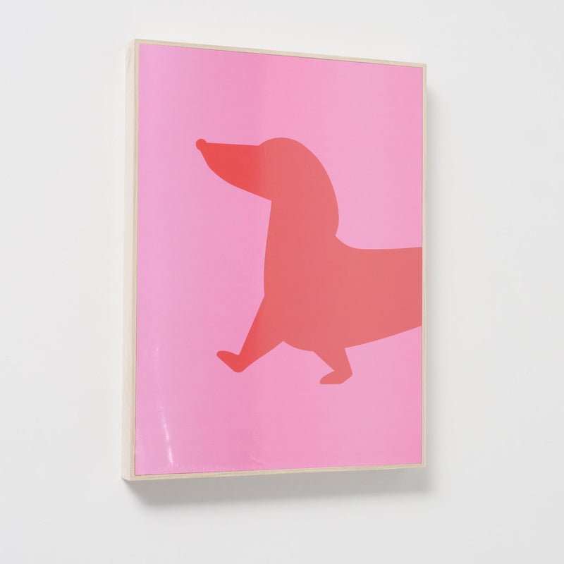 Dackel Wandbild - Lebendiges Kunstwerk in Rot & Pink, 30x40 cm