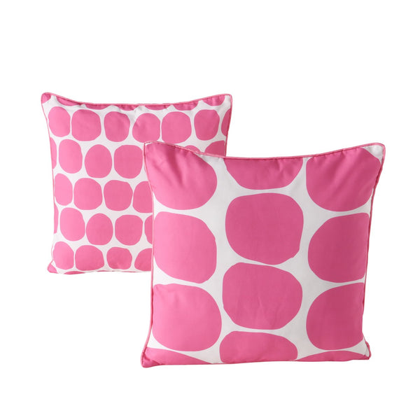 Set van 2 kussens ‘Bliss’ – geometrisch afbeeldingsmotief in roze en wit