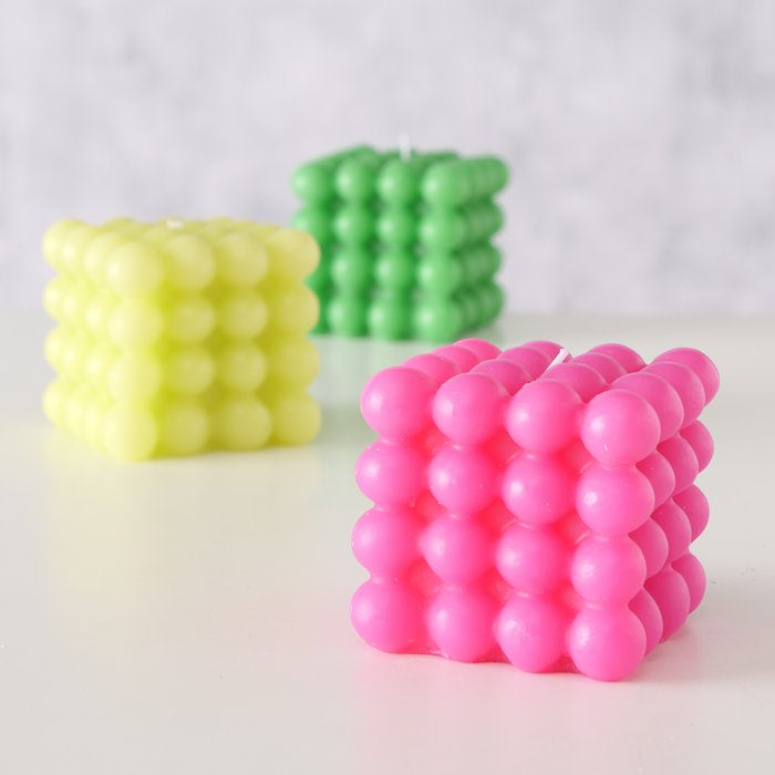 Colorful Bubble candle set – atmospheric light in yellow, green, pink
