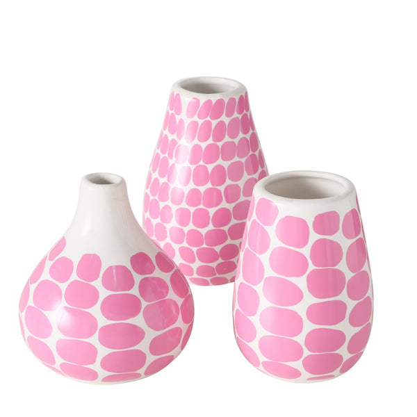 3er-Set Vasen Bliss in Rosa mit Punktemuster – Handbemalte Keramik