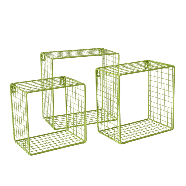 Bamba Green Matt Wall Shelf Set – Handcrafted, versatile storage system 