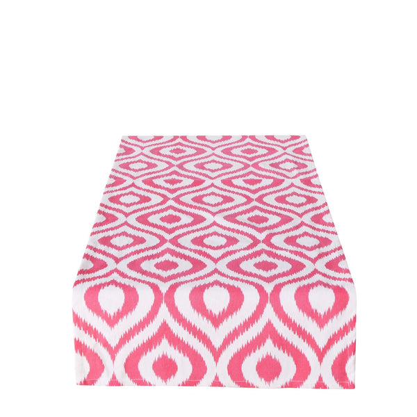 Tischläufer Elena in Pink und Weiß – Moderne Baumwoll-Tischdeko mit geometrischem Muster