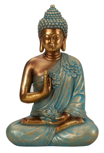 Avalokiteshvara in mint green, elegant Buddha sculpture, 31.5 cm