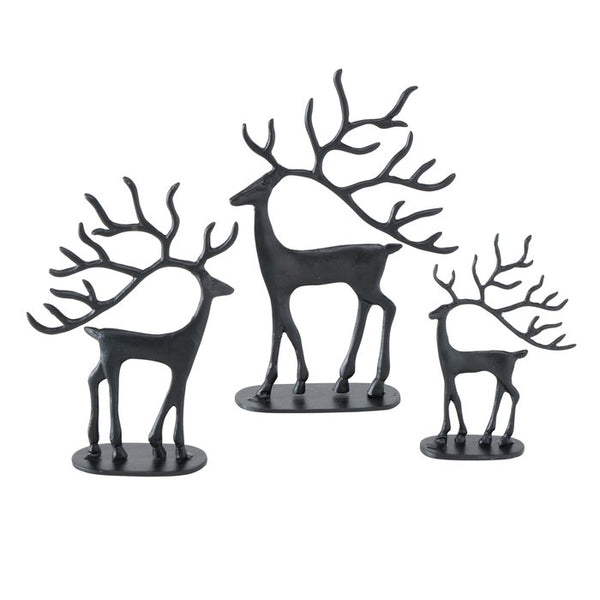 Modern elegance – deer figurine set 'Nero' in black, 3-piece