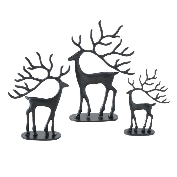 Modern elegance – deer figurine set 'Nero' in black, 3-piece