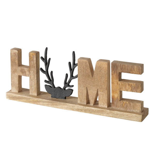 Vilbert opschrift Home met hertenkop – naturel en zwart