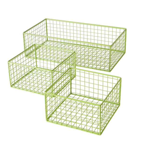 Groen mandtrio 'Bamba' - decoratieve opbergers 