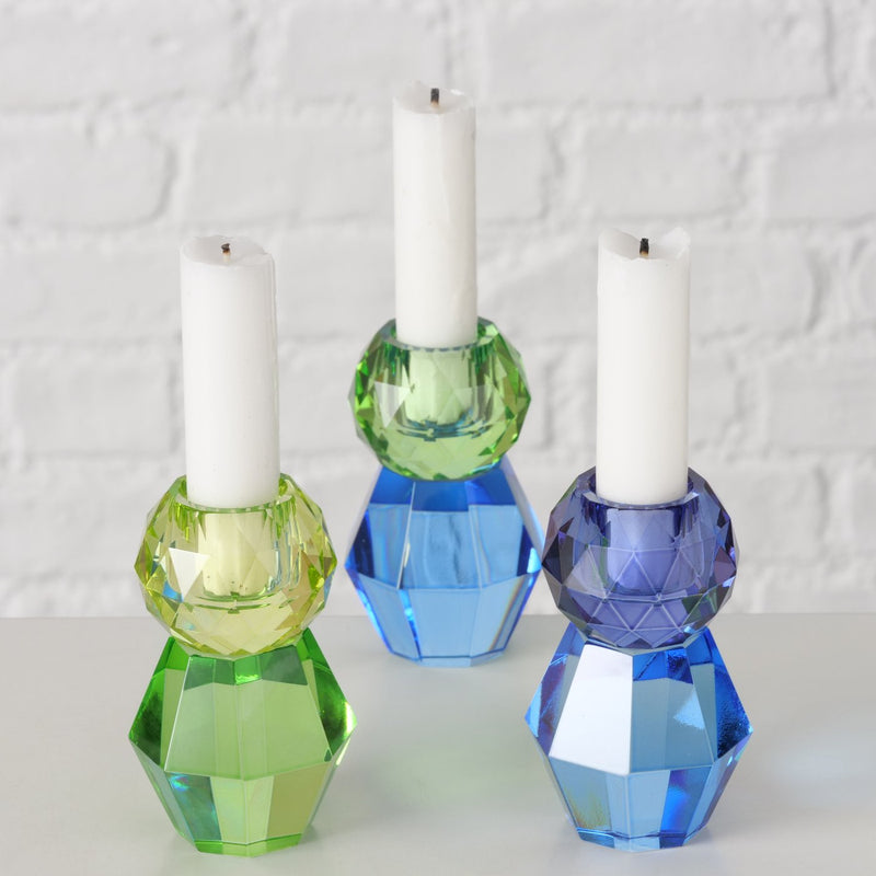 Eleganter 3er-Set Kristallglas-Kerzenleuchter Kolloni