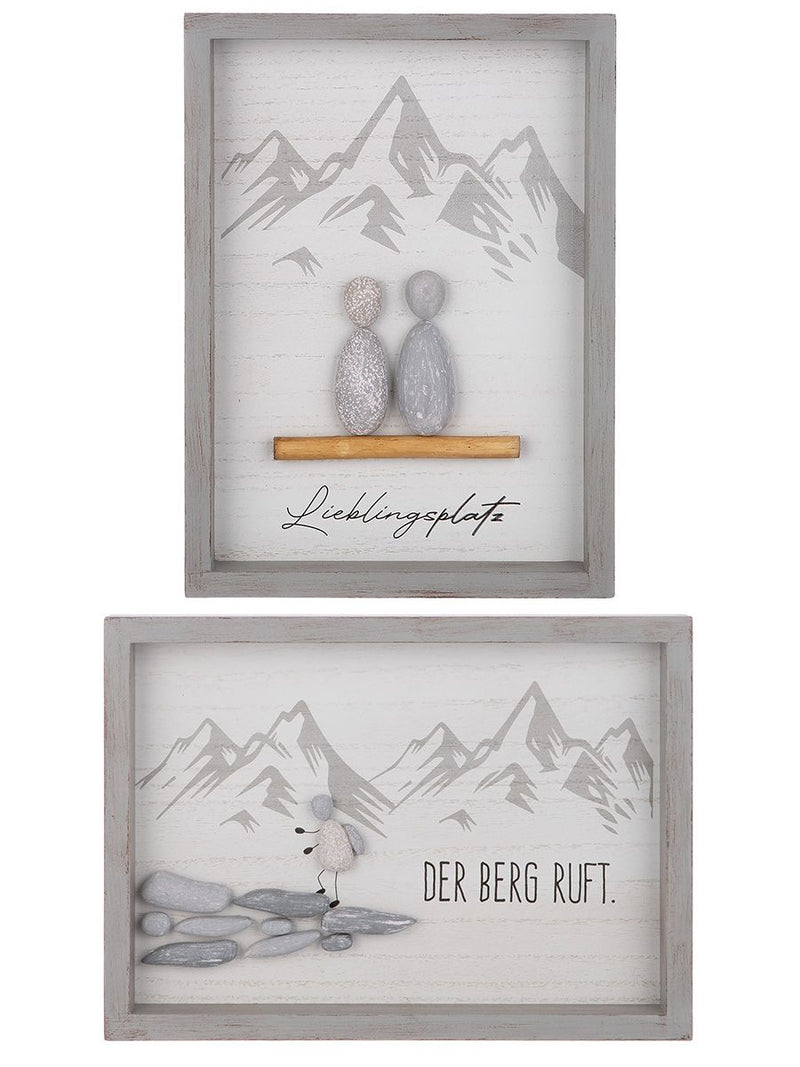 Set of 4 stone pictures love/the most beautiful way - two variants of inspirational wall art