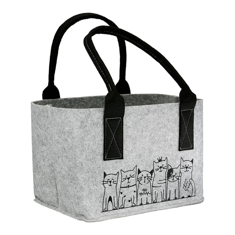 Cat Gang Felt Bag Set – Beige and Light Grey Shopper