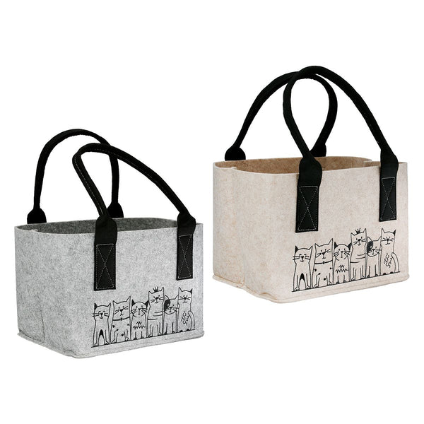 Cat Gang Felt Bag Set – Beige and Light Grey Shopper