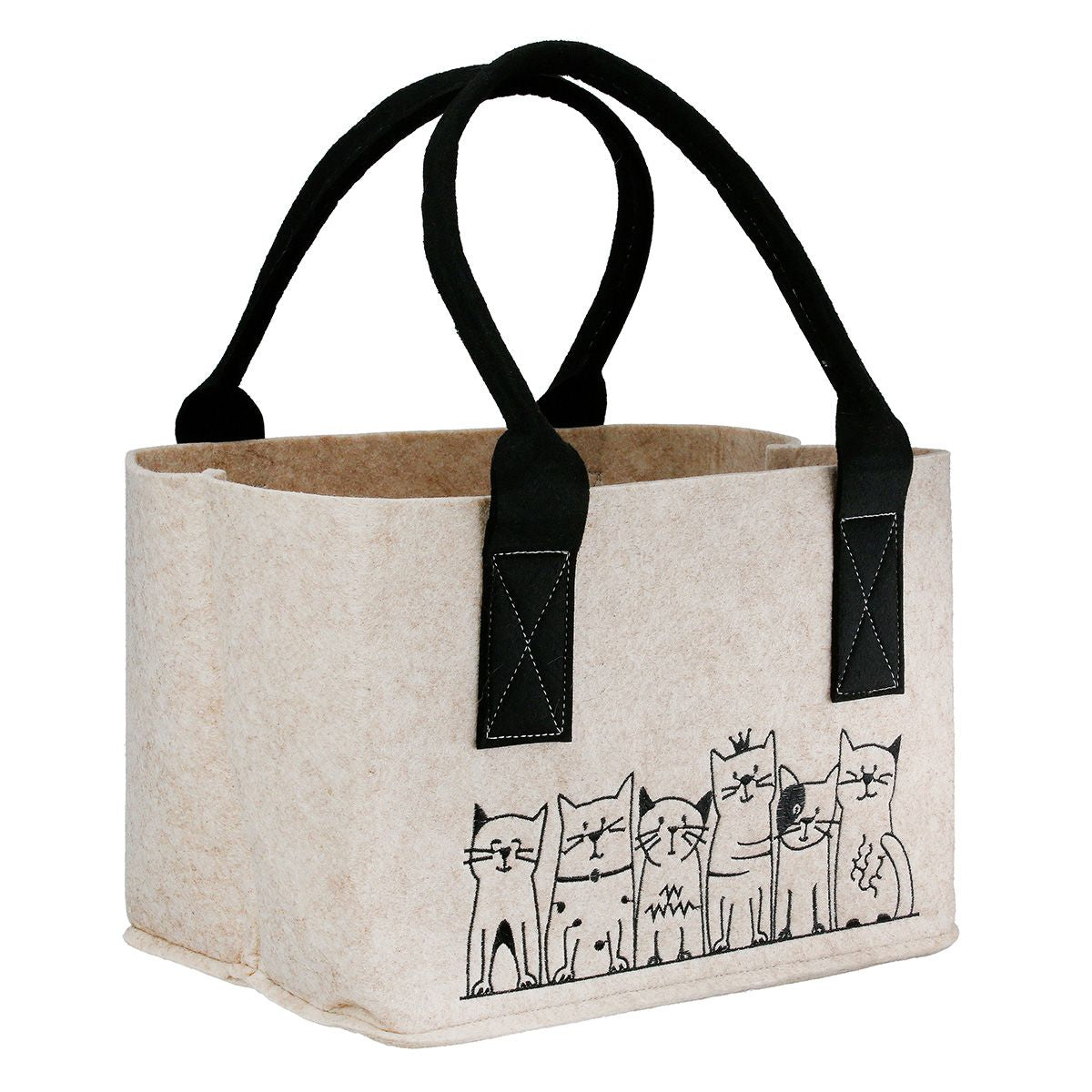 Cat Gang Felt Bag Set – Beige and Light Grey Shopper