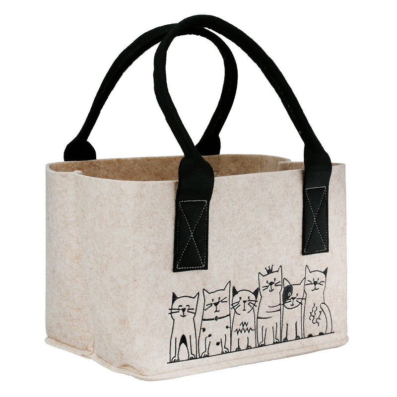 Cat Gang Felt Bag Set – Beige and Light Grey Shopper