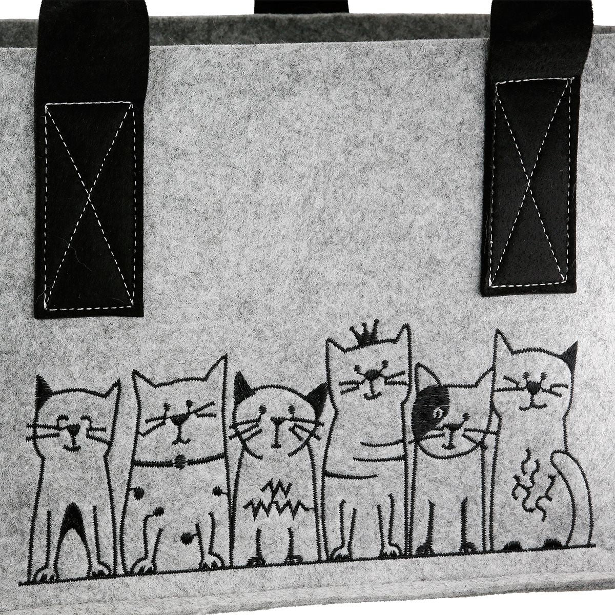 Cat Gang Felt Bag Set – Beige and Light Grey Shopper