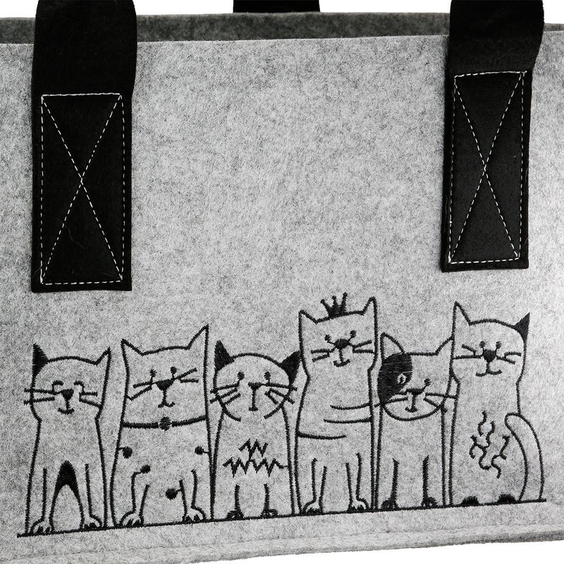 Cat Gang Felt Bag Set – Beige and Light Grey Shopper