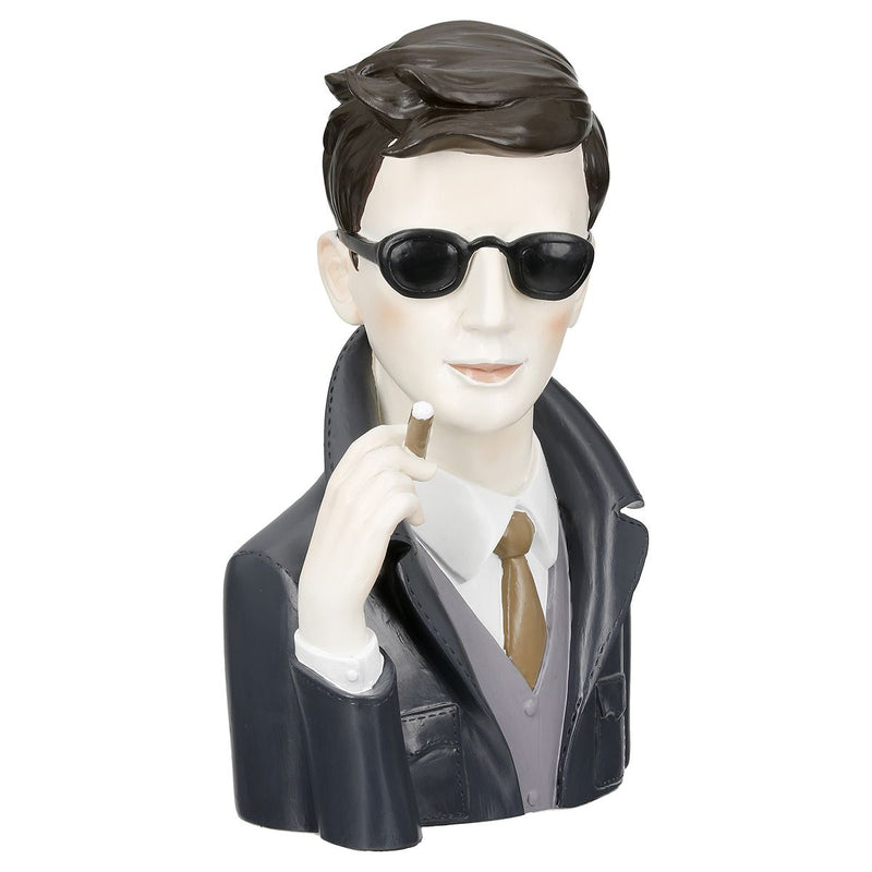 Decorative figure gentleman with cigar in grey and black